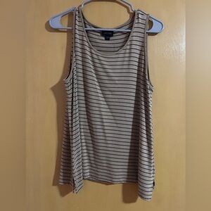 J. Jill Beige and Black Striped Tank Top